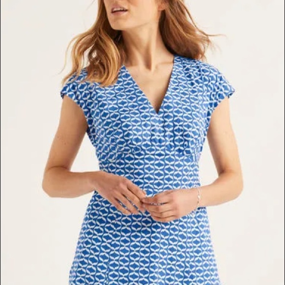 NWOT Boden Natasha Cotton Vneck Maxi Dress Sky Blue Ribbons Size 4 - Picture 12 of 12